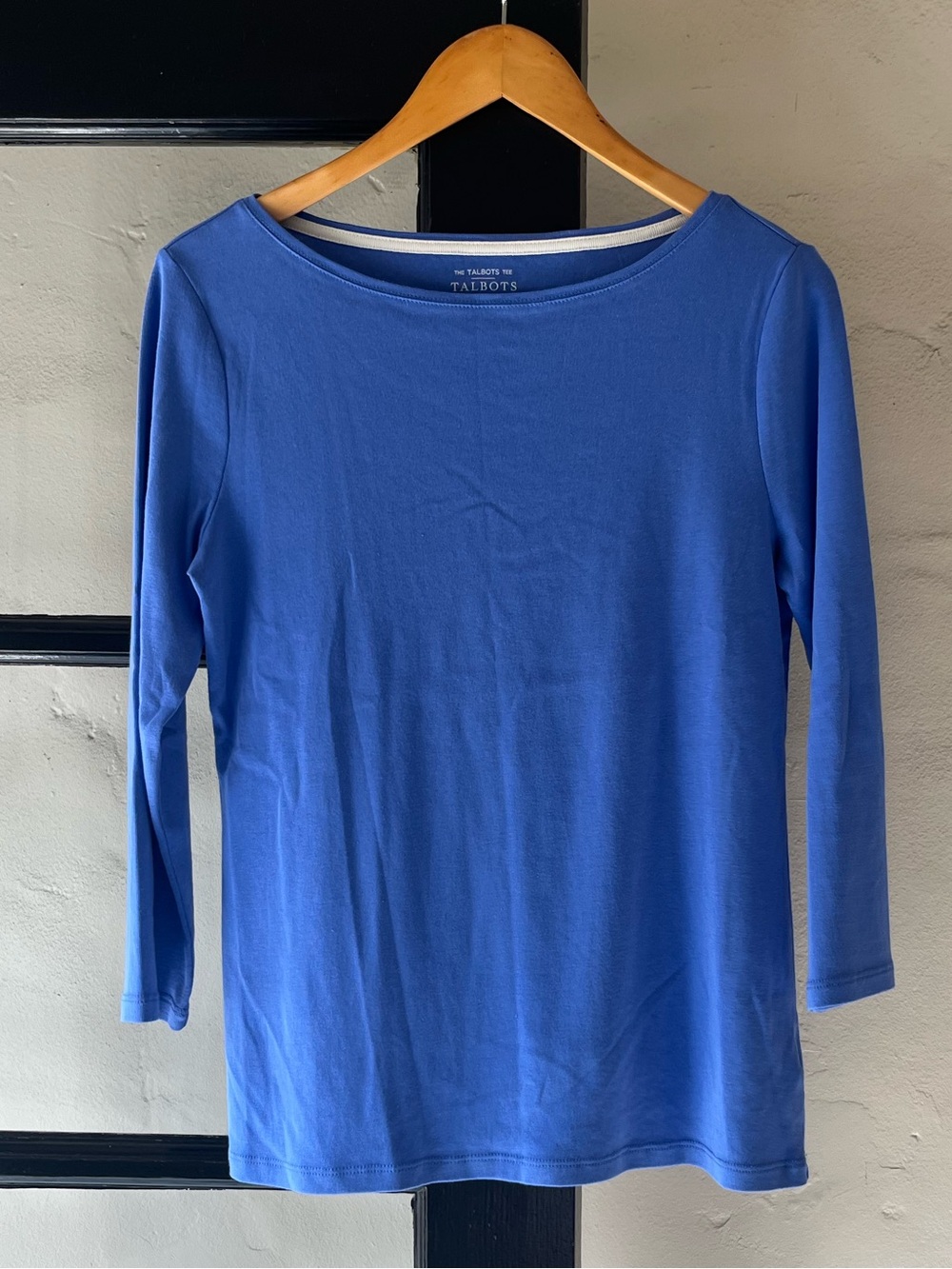 Beautiful Blue Talbots Pima Cotton 3/4 Sleeve Boatneck Tee